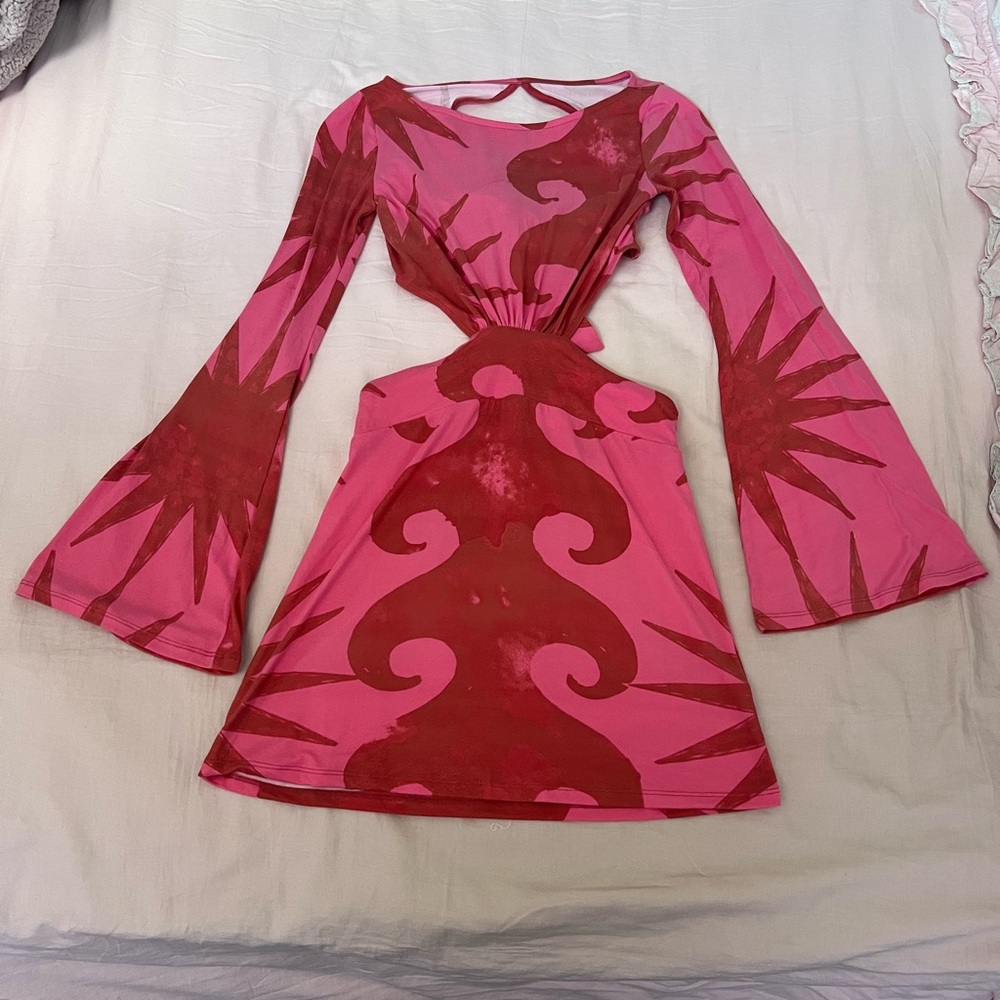 Urban Outfitters Kimchi Blue Pink and Red Patterned Dress